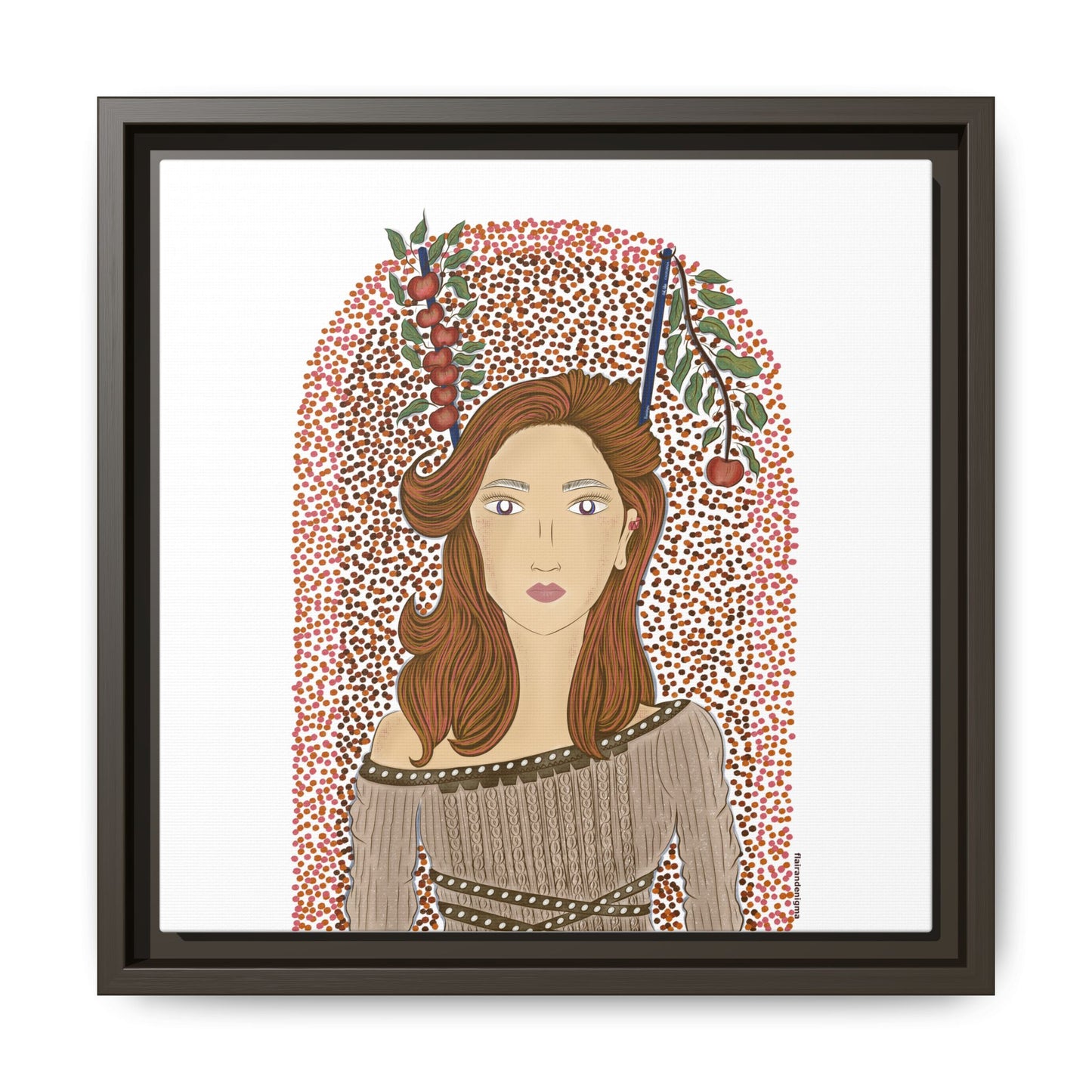 No.44 Girl with the Autumn Apples Framed Canvas Art Print