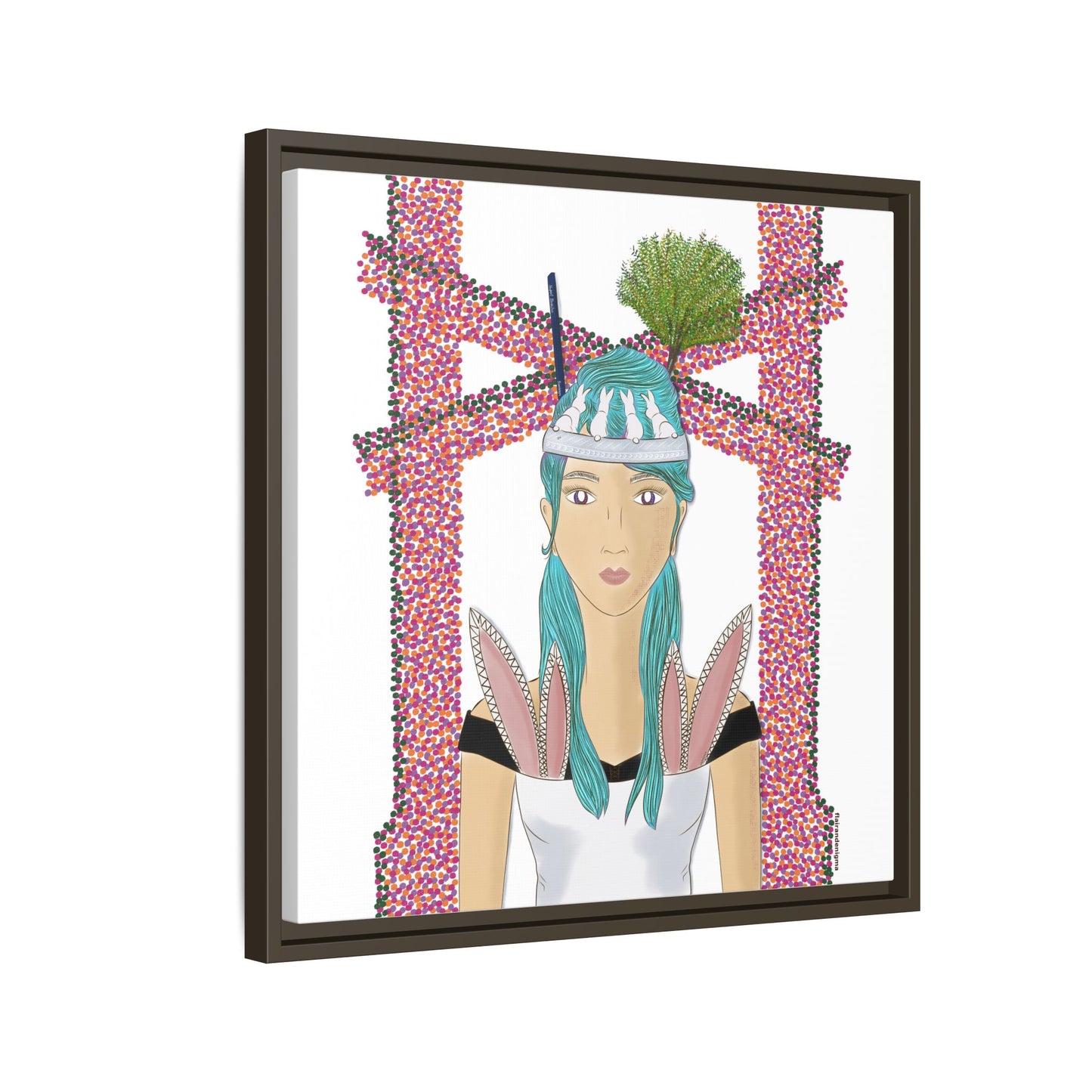 No.40 Girl with the Bunnies Framed Canvas Art Print