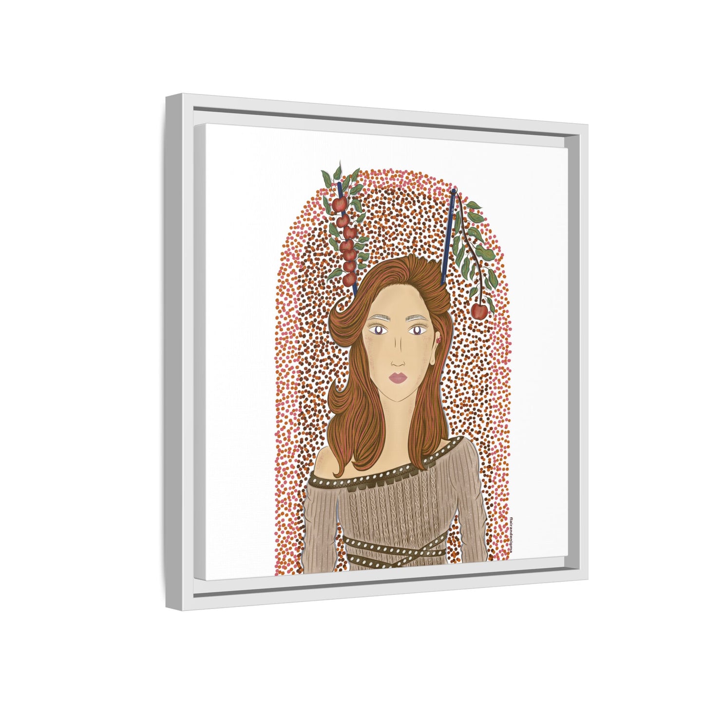 No.44 Girl with the Autumn Apples Framed Canvas Art Print