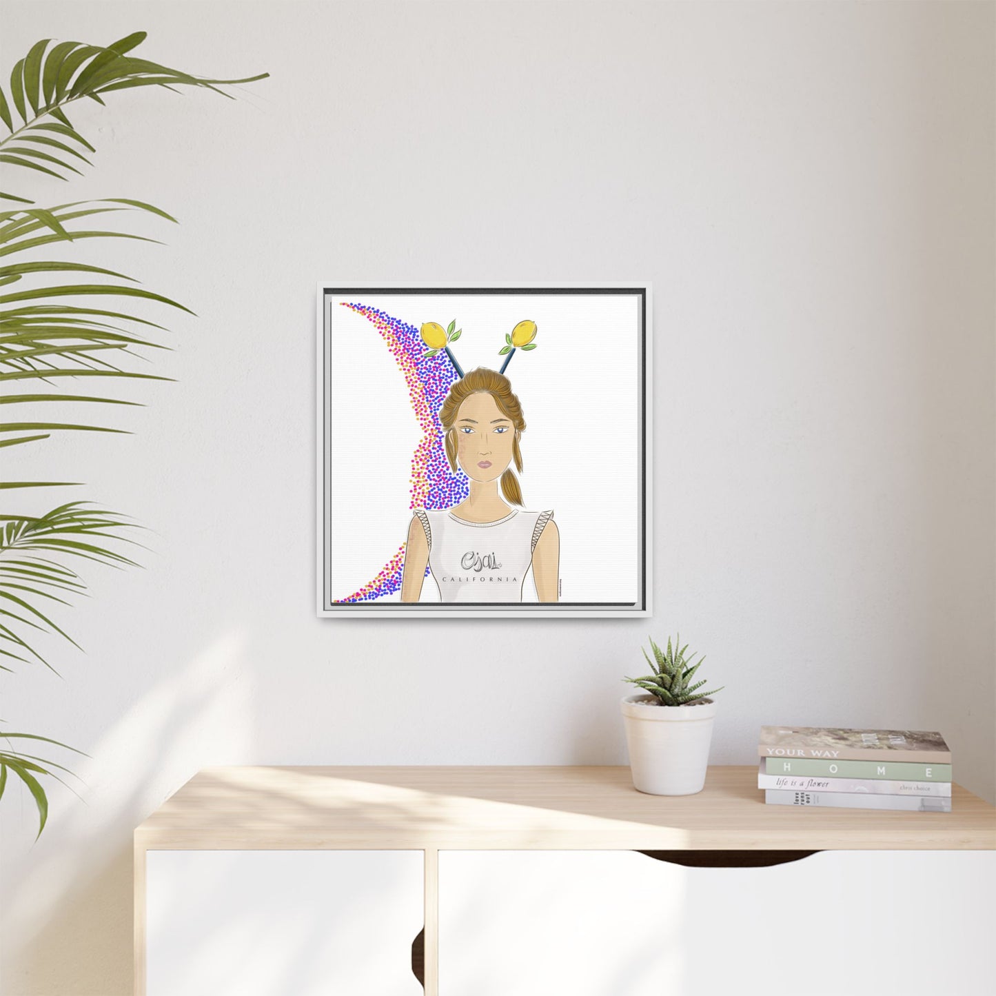No.7 Girl with the Lemons Framed Canvas Art Print
