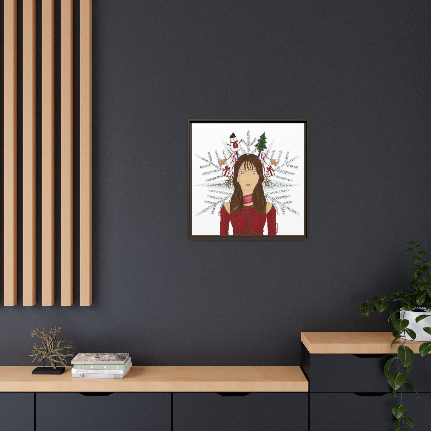 No.45 Girl with the Christmas Cheer Framed Canvas Art Print