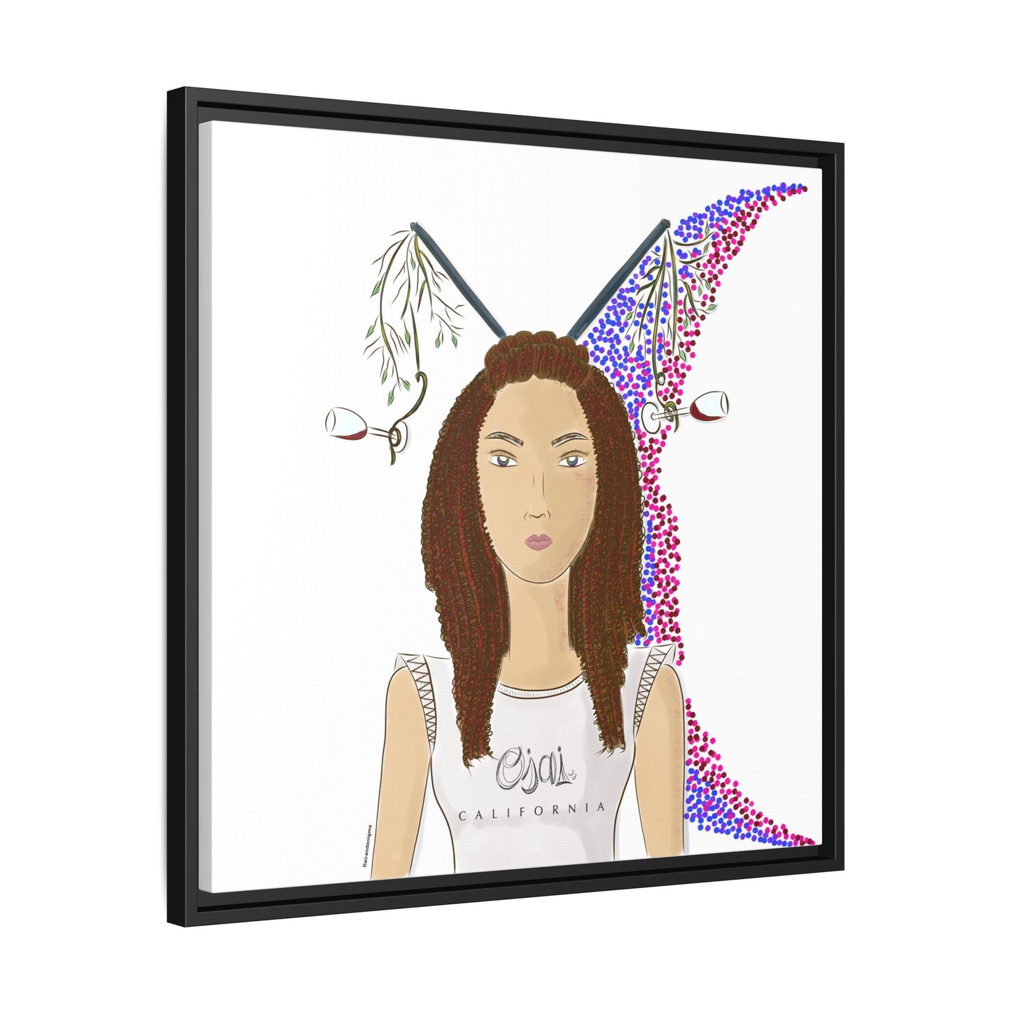 No.5 Girl with the Red Wine Glasses Framed Canvas Art Print