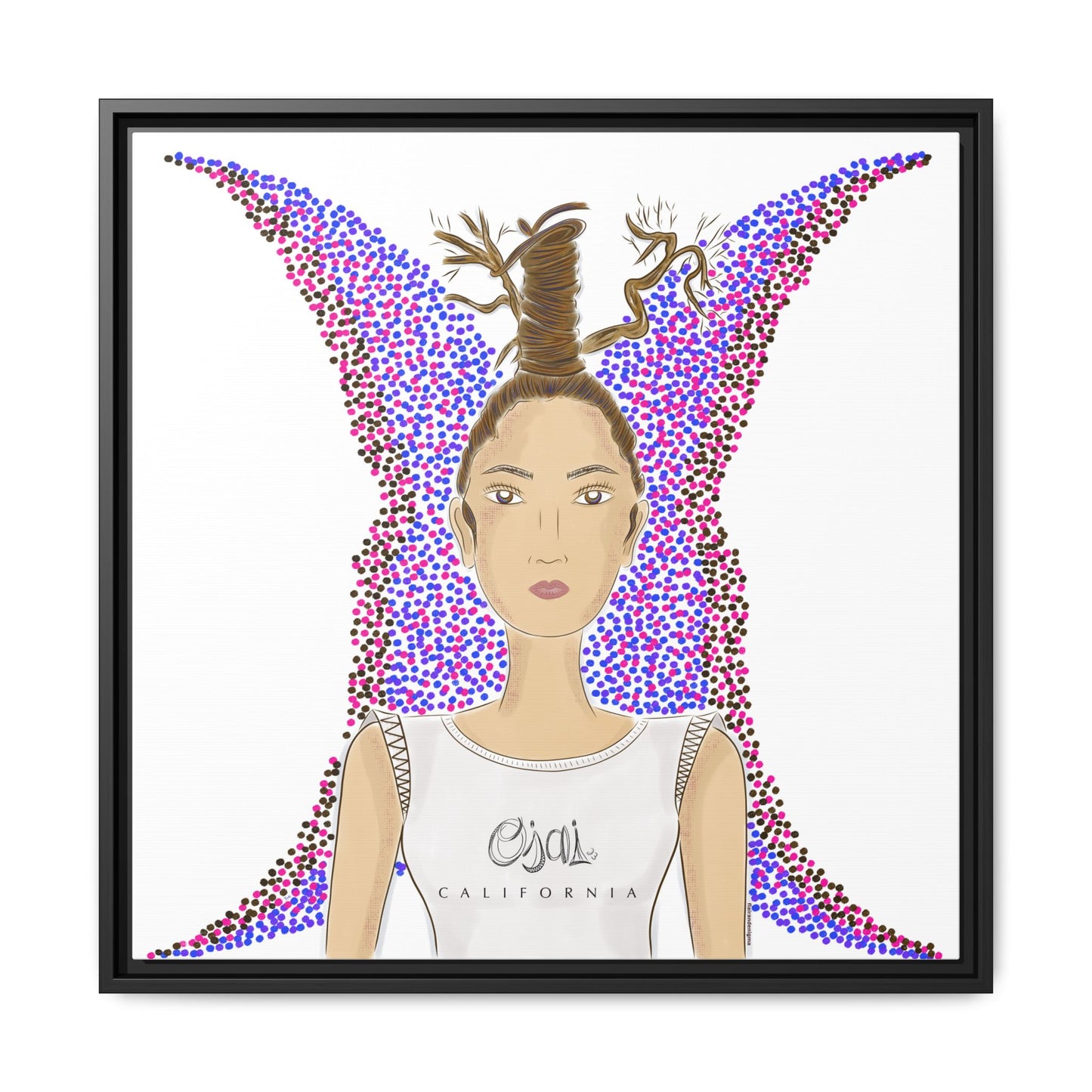 No.9 Girl with the Oak Tree Branches Framed Canvas Art Print