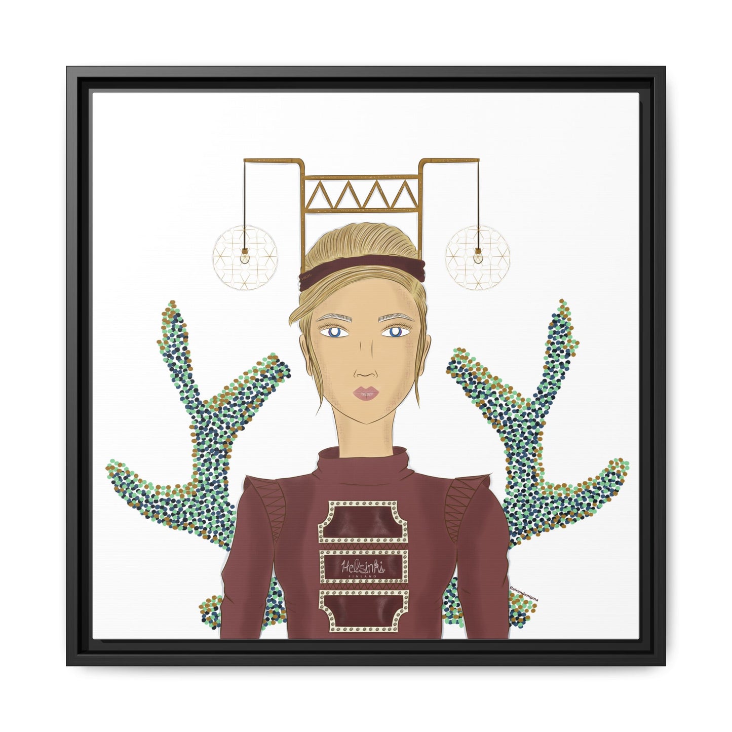 No.36 Girl with the Bar Lights Framed Canvas Art Print