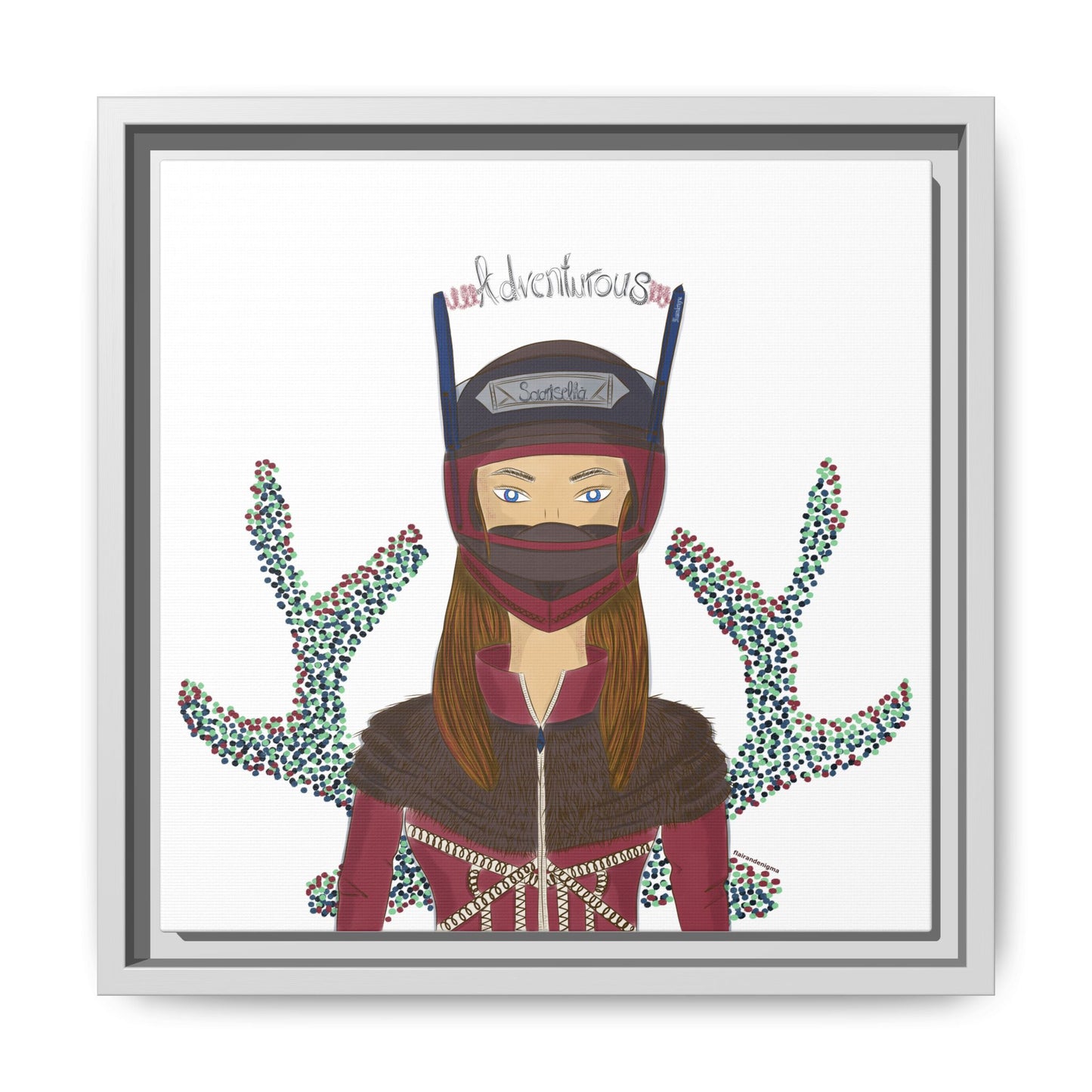 No.21 Girl with the Adventurous Helmet Framed Canvas Art Print