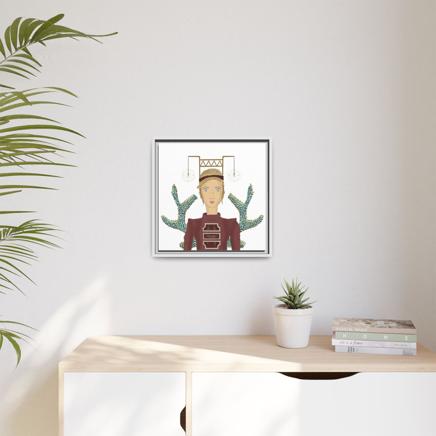 No.36 Girl with the Bar Lights Framed Canvas Art Print