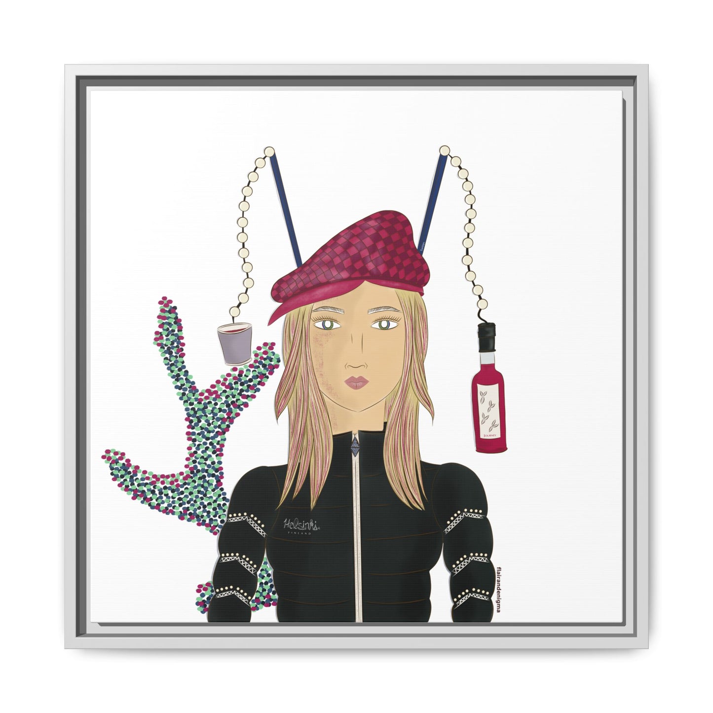 No.34 Girl with the Strawberry Mulled Wine Framed Canvas Art Print