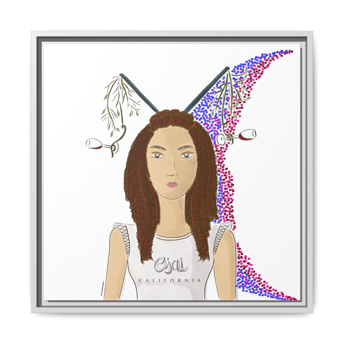 No.5 Girl with the Red Wine Glasses Framed Canvas Art Print