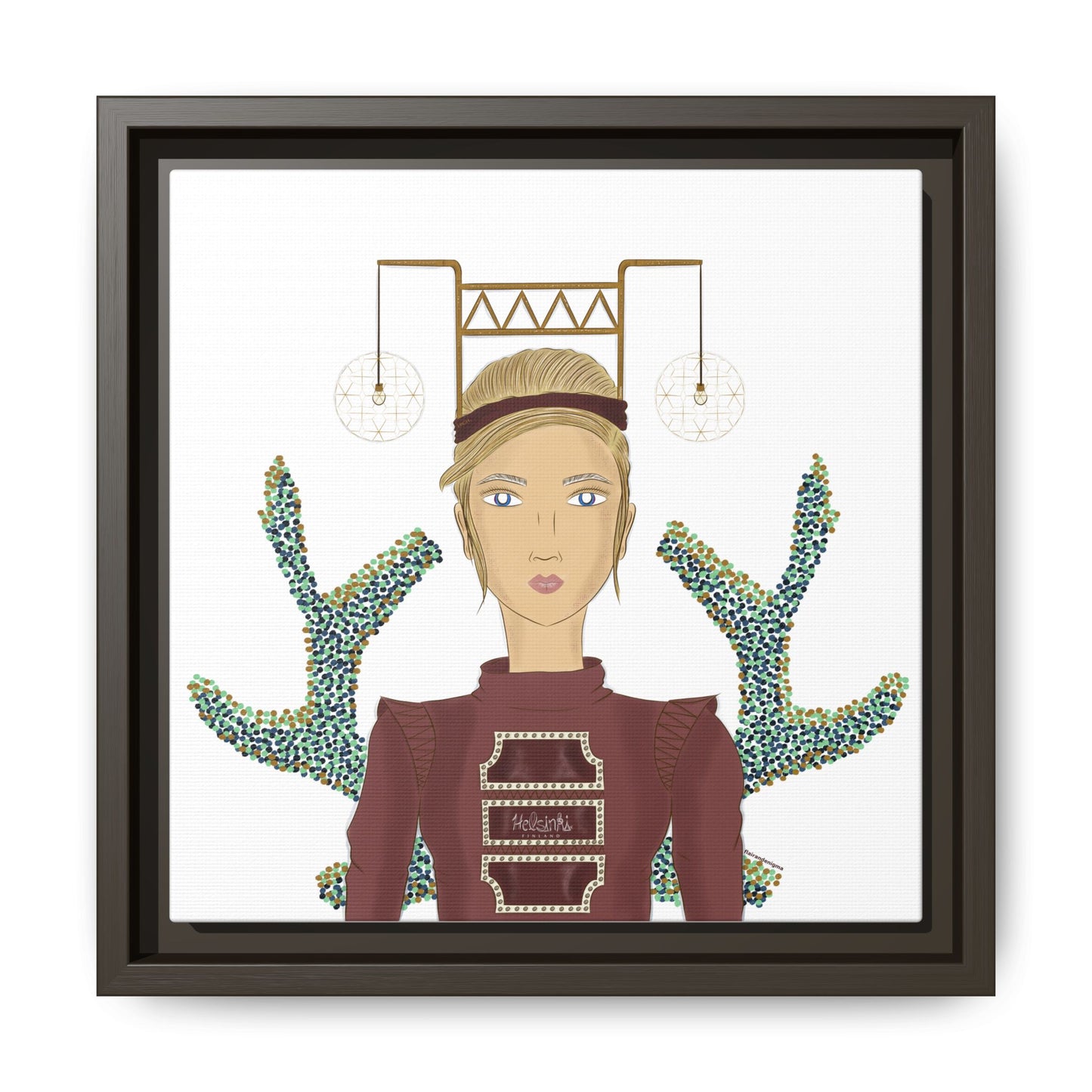 No.36 Girl with the Bar Lights Framed Canvas Art Print