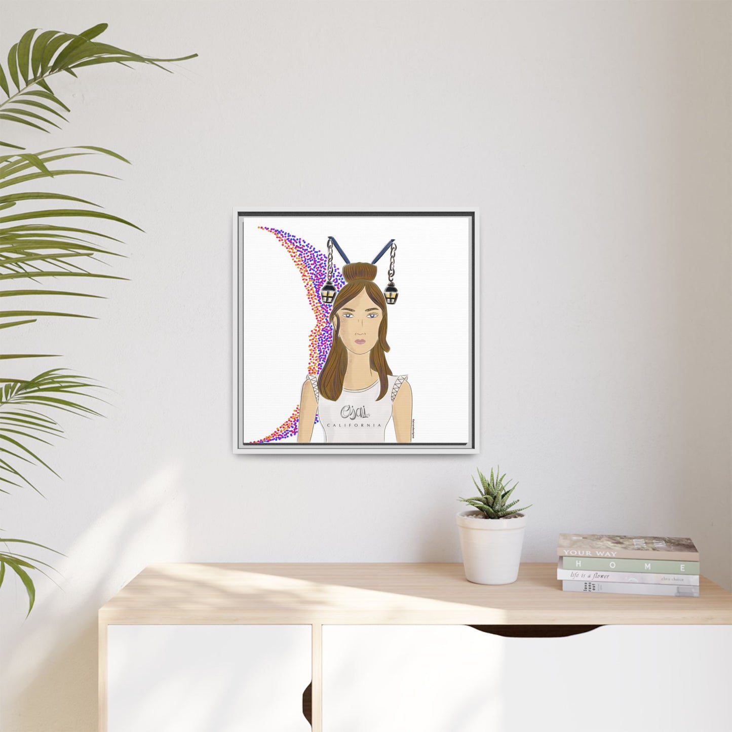 No.1 Girl with the Lanterns Framed Canvas Art Print