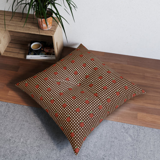 Autumn Apples Tufted Square Floor Pillow