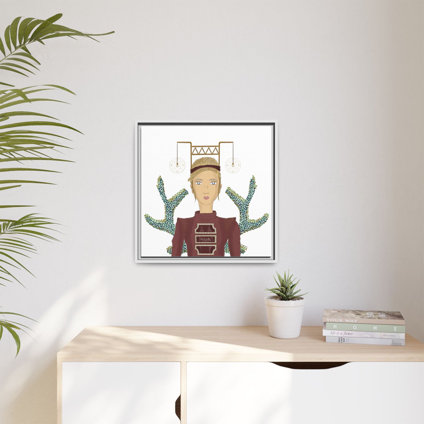 No.36 Girl with the Bar Lights Framed Canvas Art Print