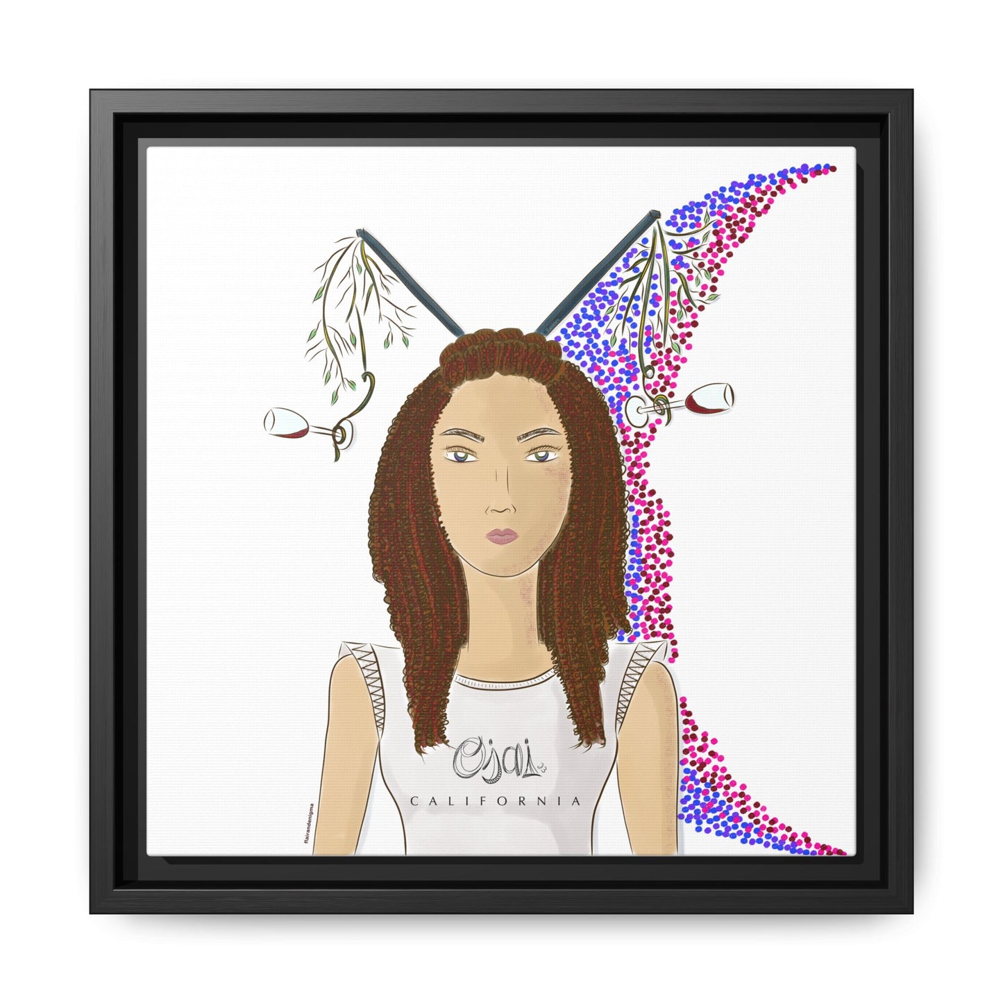 No.5 Girl with the Red Wine Glasses Framed Canvas Art Print