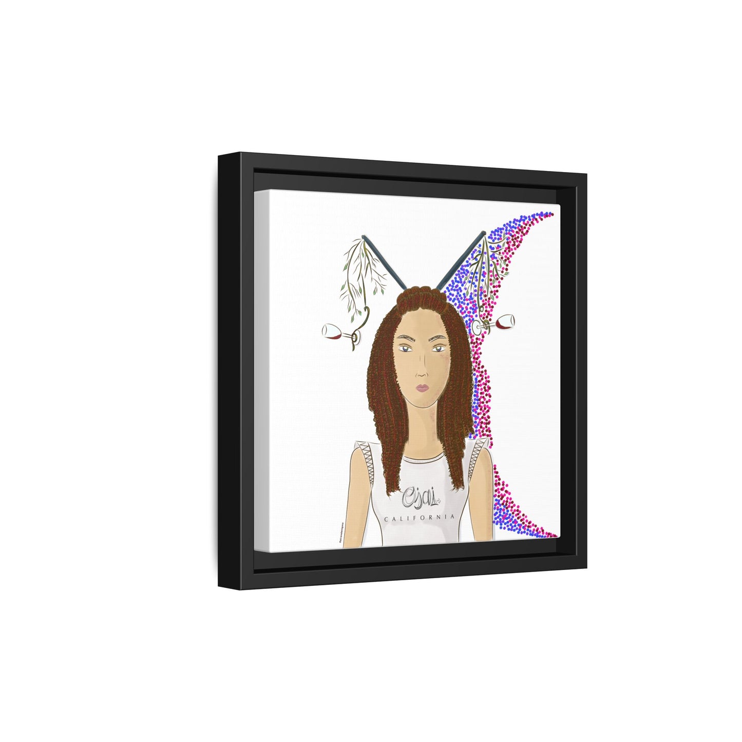 No.5 Girl with the Red Wine Glasses Framed Canvas Art Print