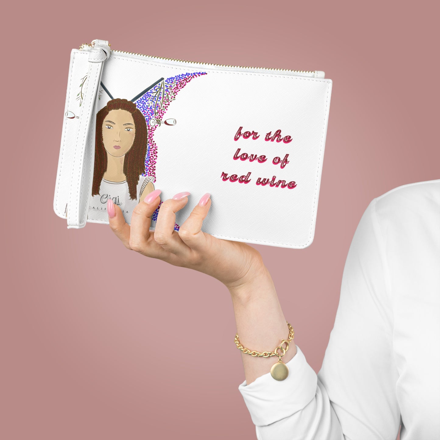 Red Wine Glasses Clutch Bag