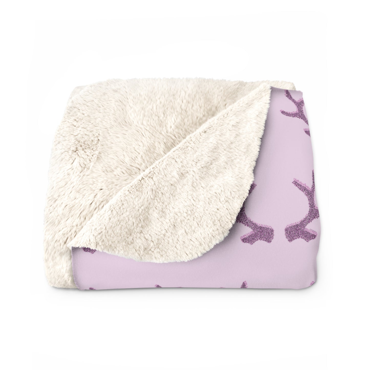 Purple Antlers Sherpa Blanket