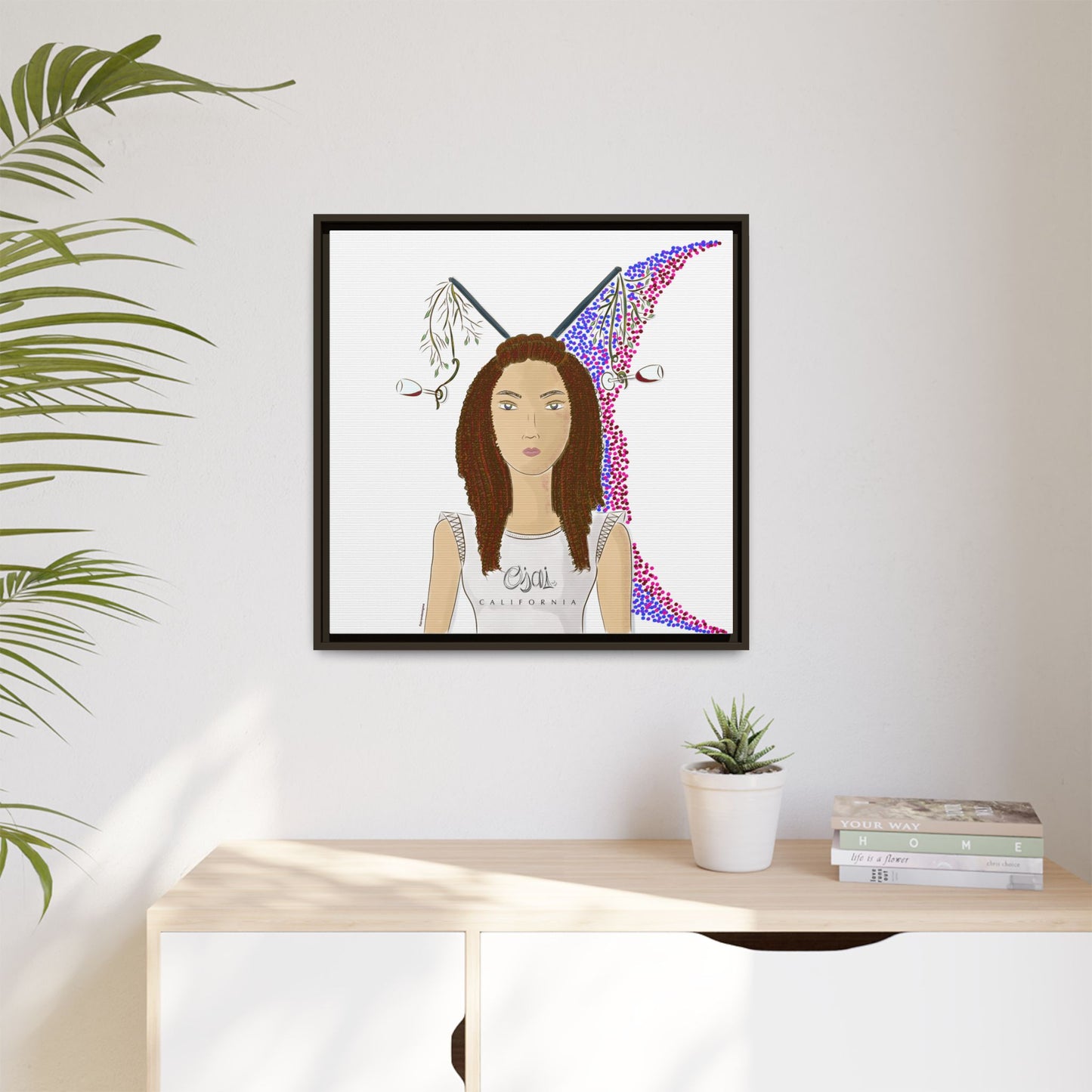 No.5 Girl with the Red Wine Glasses Framed Canvas Art Print