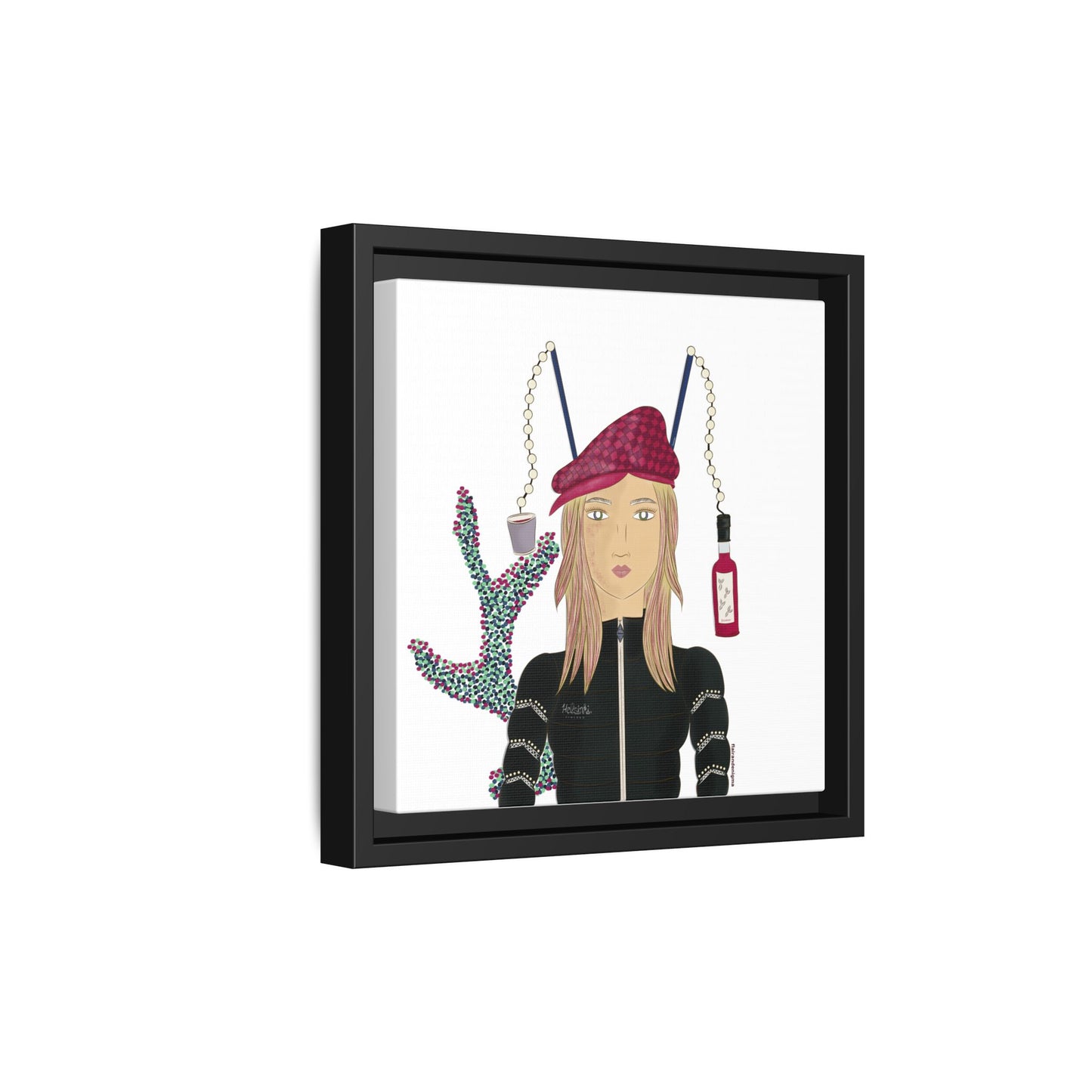 No.34 Girl with the Strawberry Mulled Wine Framed Canvas Art Print