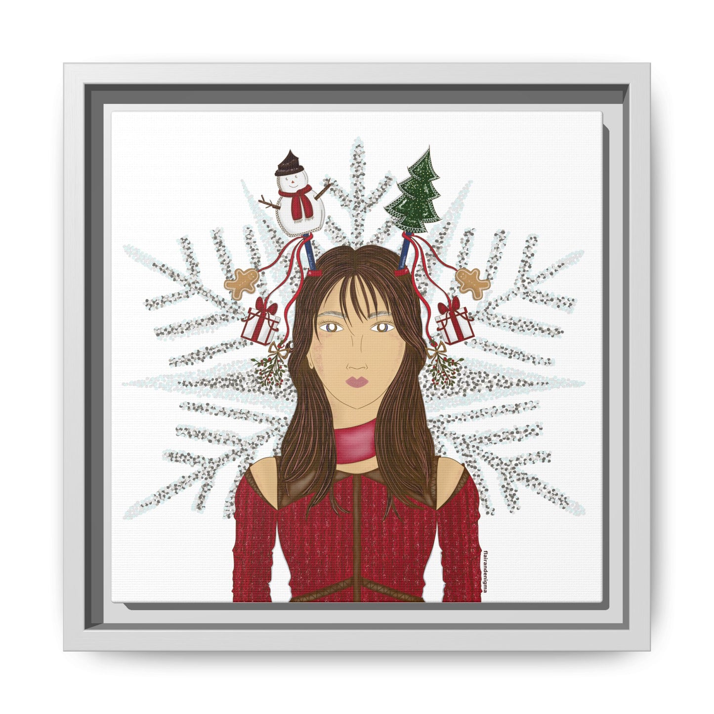 No.45 Girl with the Christmas Cheer Framed Canvas Art Print
