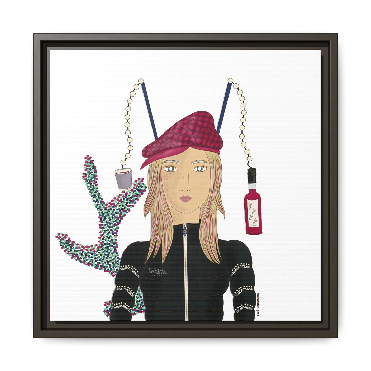 No.34 Girl with the Strawberry Mulled Wine Framed Canvas Art Print