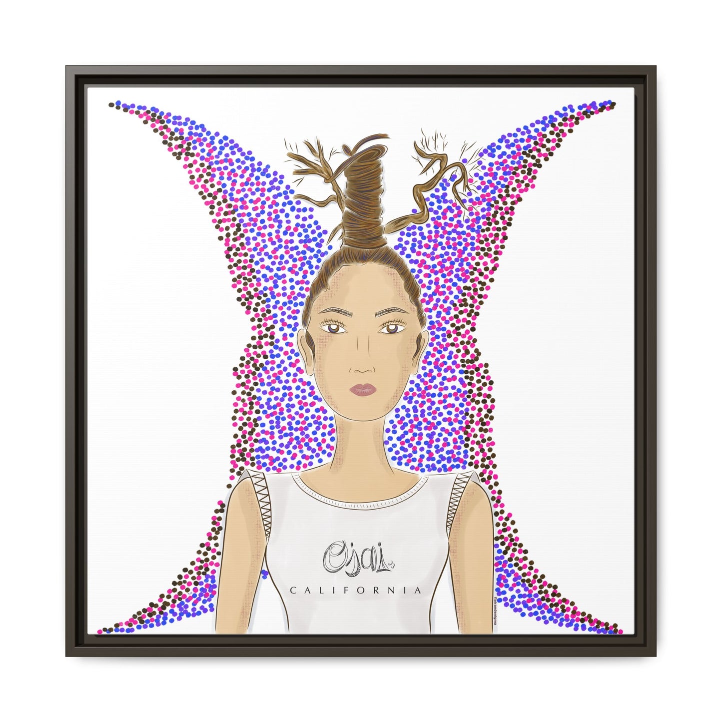 No.9 Girl with the Oak Tree Branches Framed Canvas Art Print