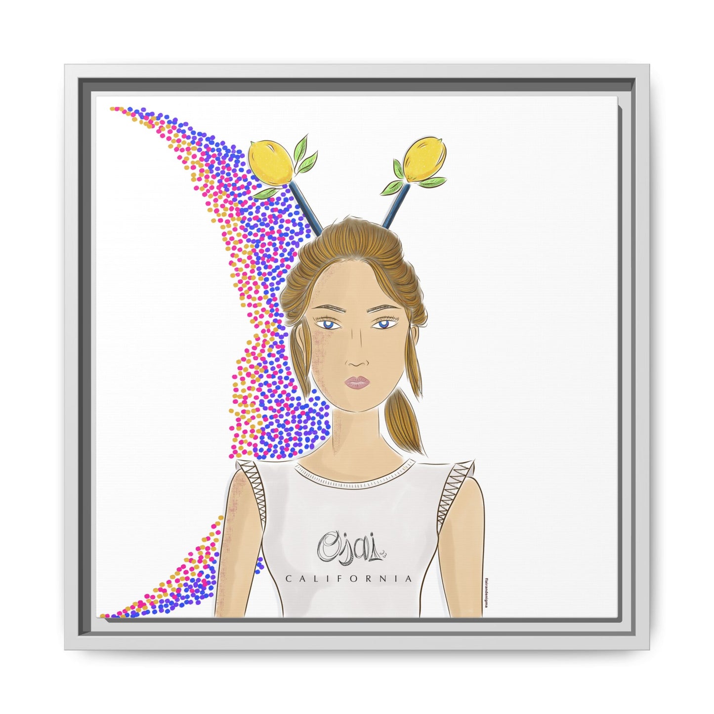 No.7 Girl with the Lemons Framed Canvas Art Print
