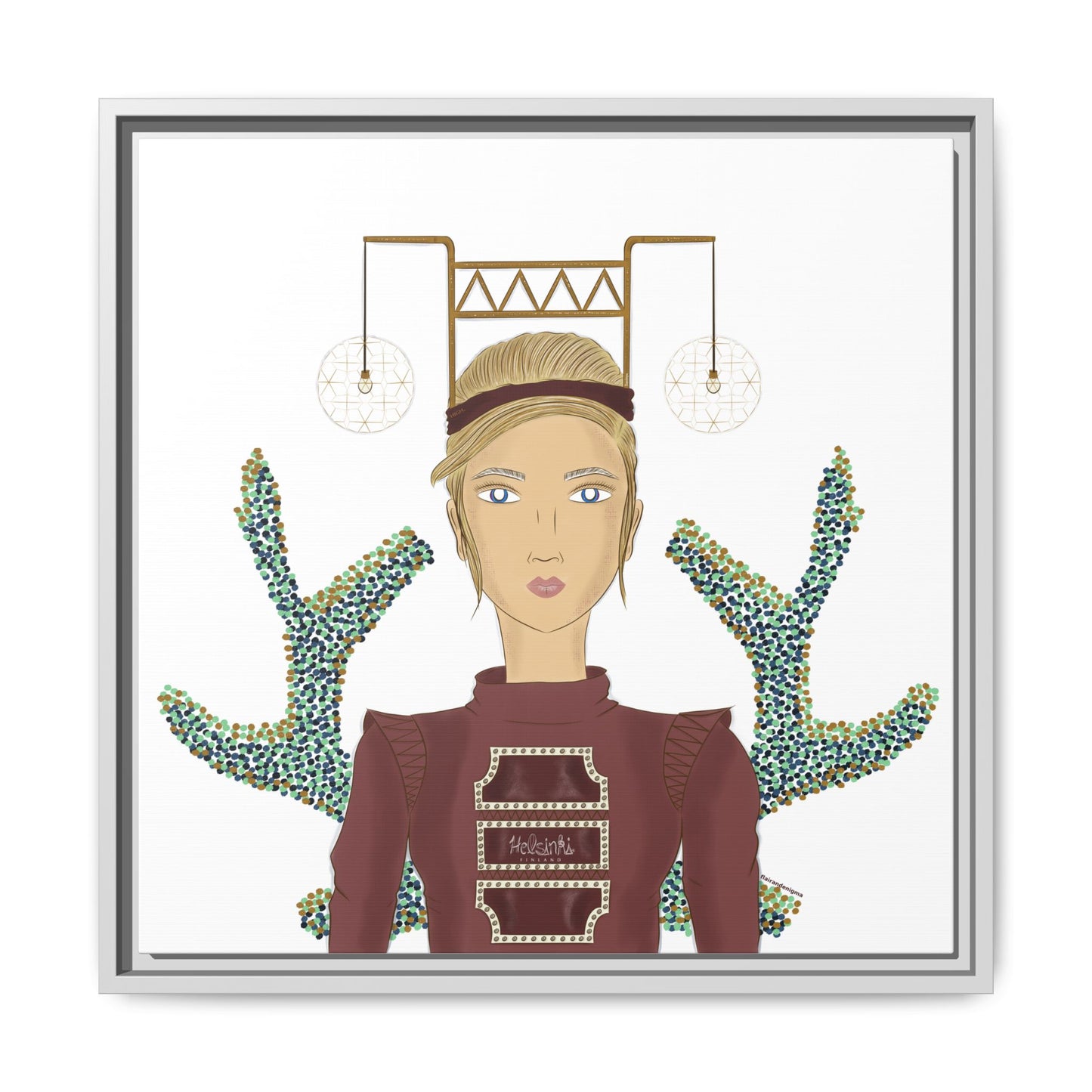 No.36 Girl with the Bar Lights Framed Canvas Art Print