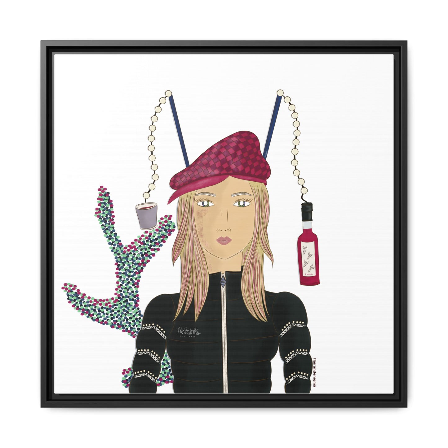 No.34 Girl with the Strawberry Mulled Wine Framed Canvas Art Print