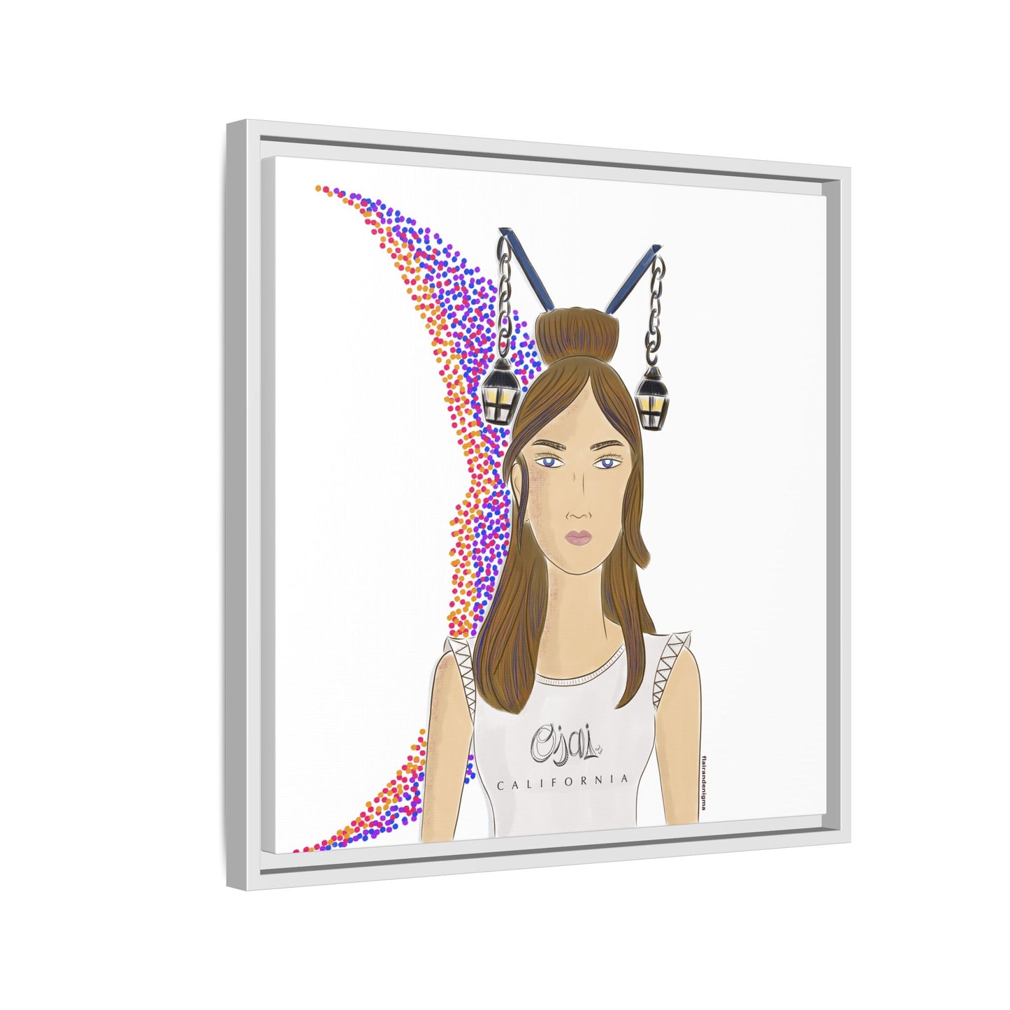 No.1 Girl with the Lanterns Framed Canvas Art Print