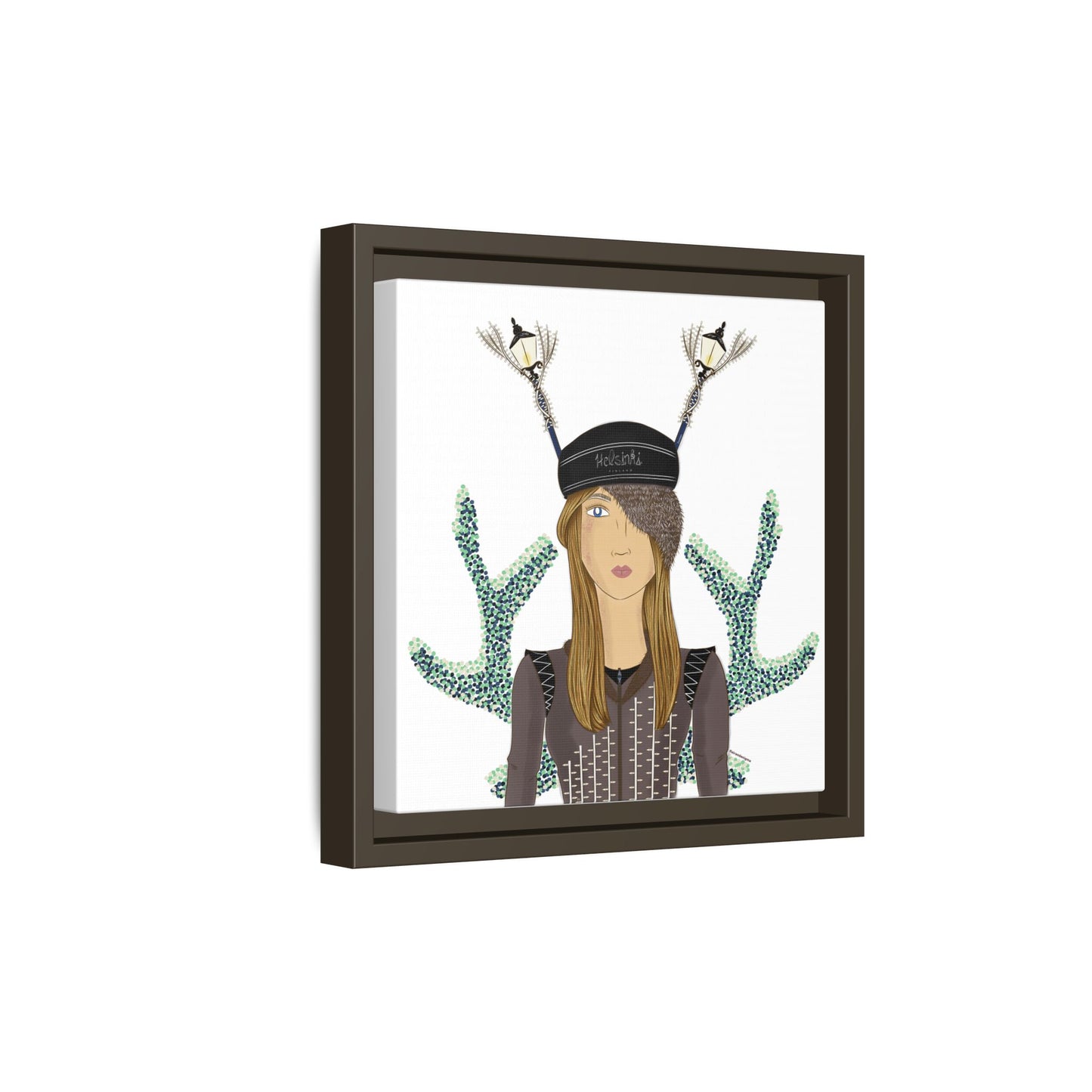 No.33 Girl with the Street Light Lampposts Framed Canvas Art Print