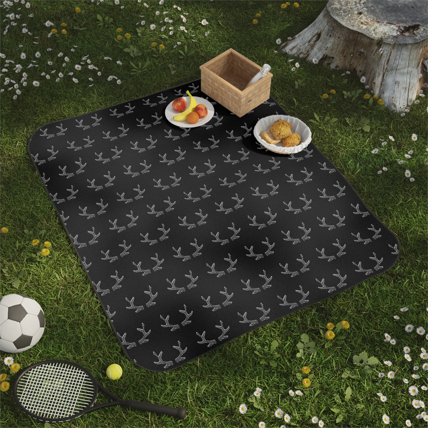 Black Antlers Picnic Blanket