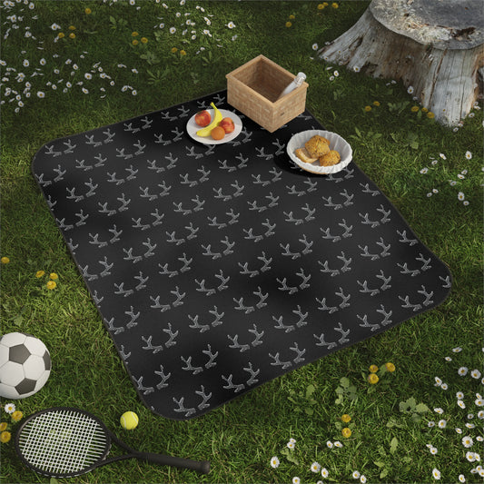 Black Antlers Picnic Blanket