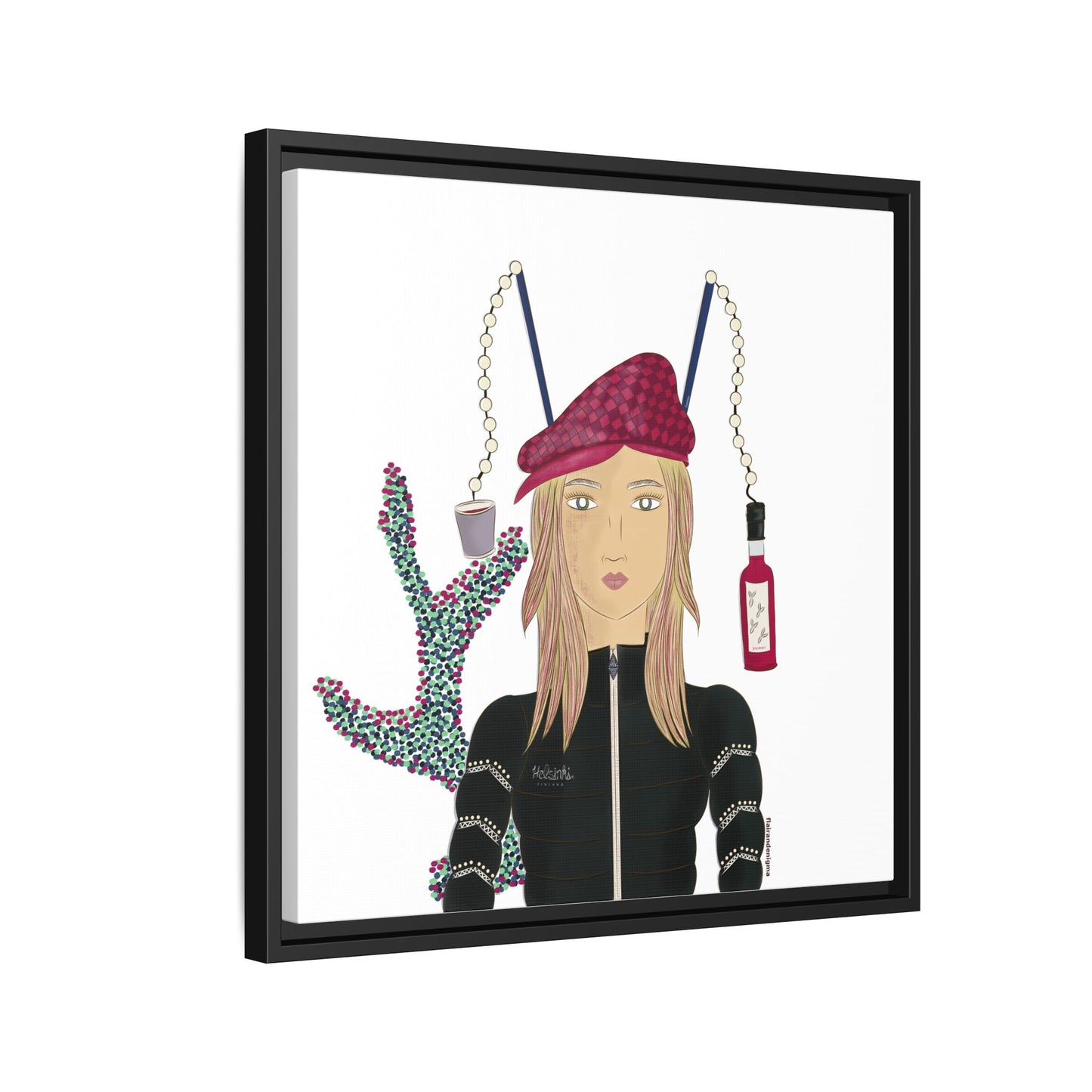 No.34 Girl with the Strawberry Mulled Wine Framed Canvas Art Print