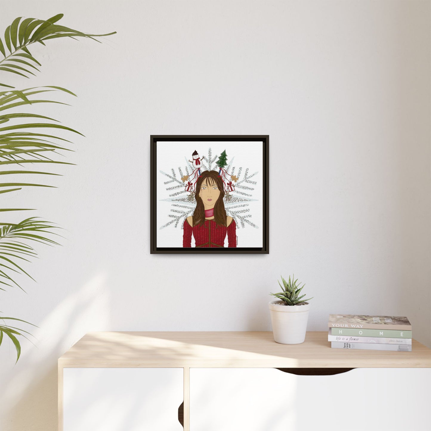 No.45 Girl with the Christmas Cheer Framed Canvas Art Print