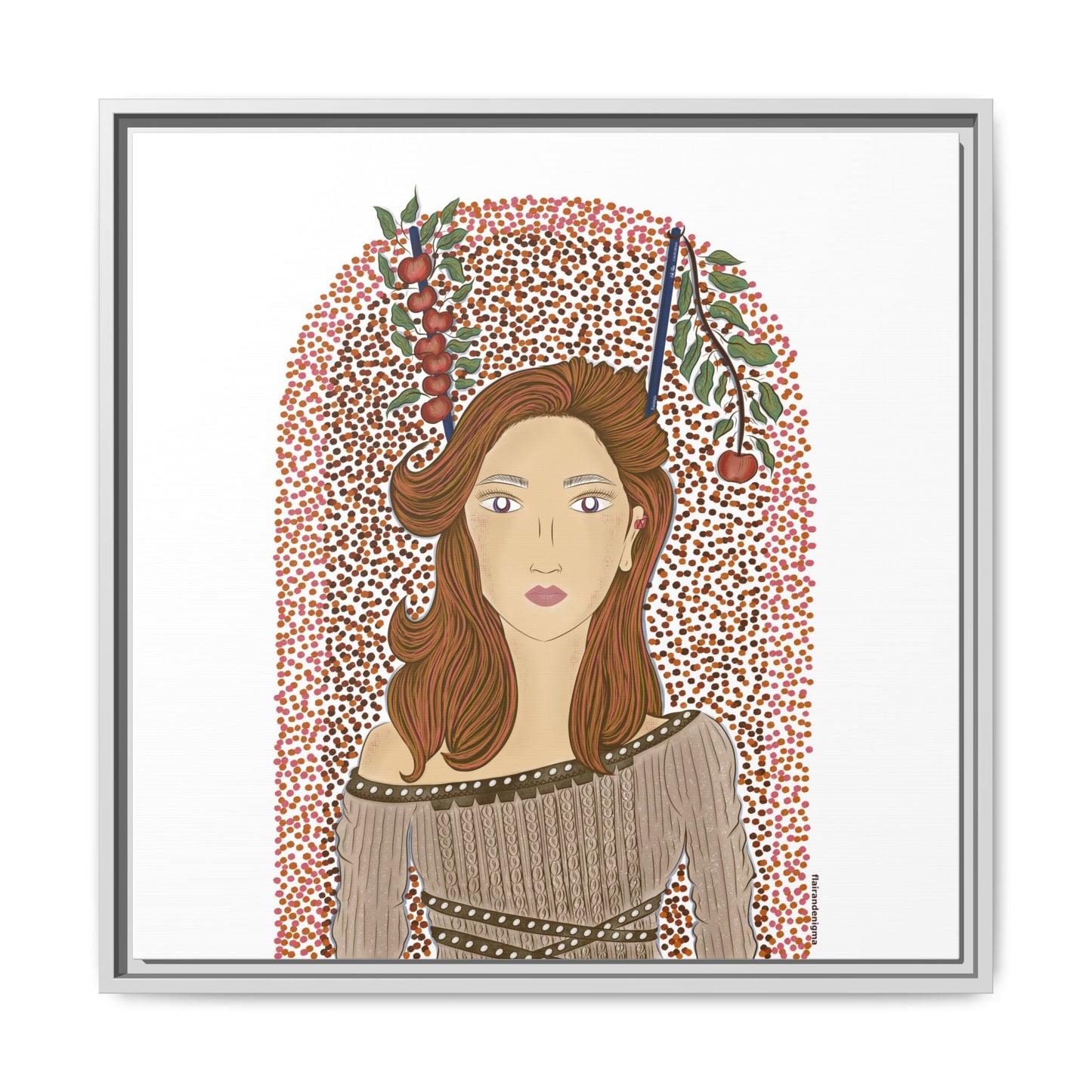 No.44 Girl with the Autumn Apples Framed Canvas Art Print