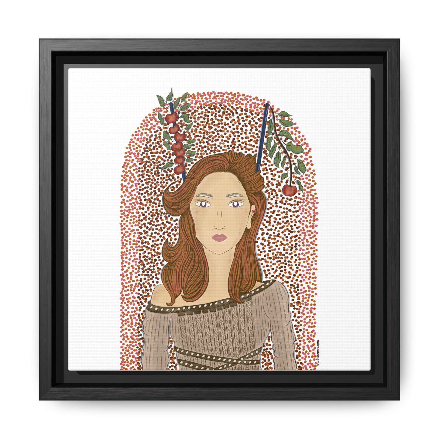 No.44 Girl with the Autumn Apples Framed Canvas Art Print