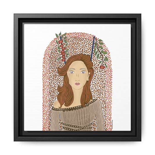 No.44 Girl with the Autumn Apples Framed Canvas Art Print