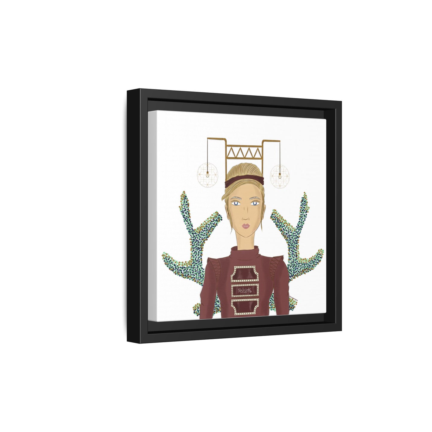 No.36 Girl with the Bar Lights Framed Canvas Art Print