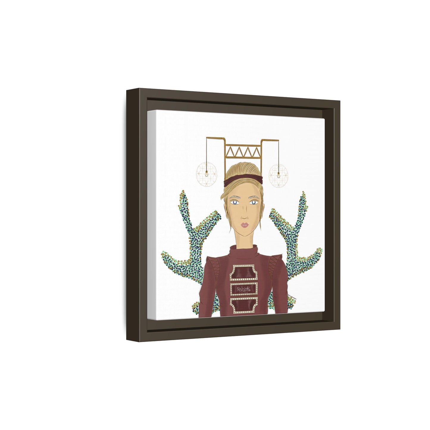 No.36 Girl with the Bar Lights Framed Canvas Art Print