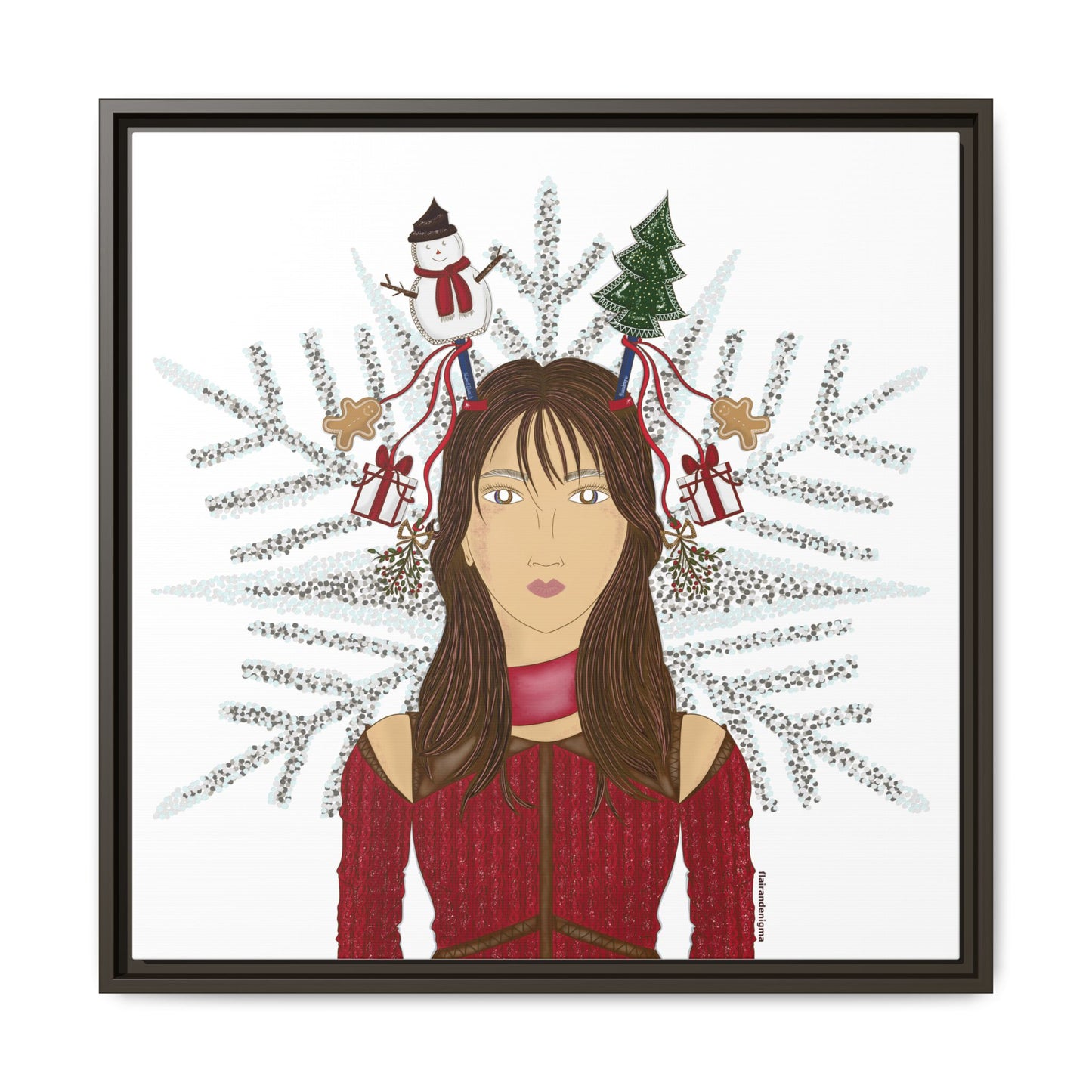 No.45 Girl with the Christmas Cheer Framed Canvas Art Print