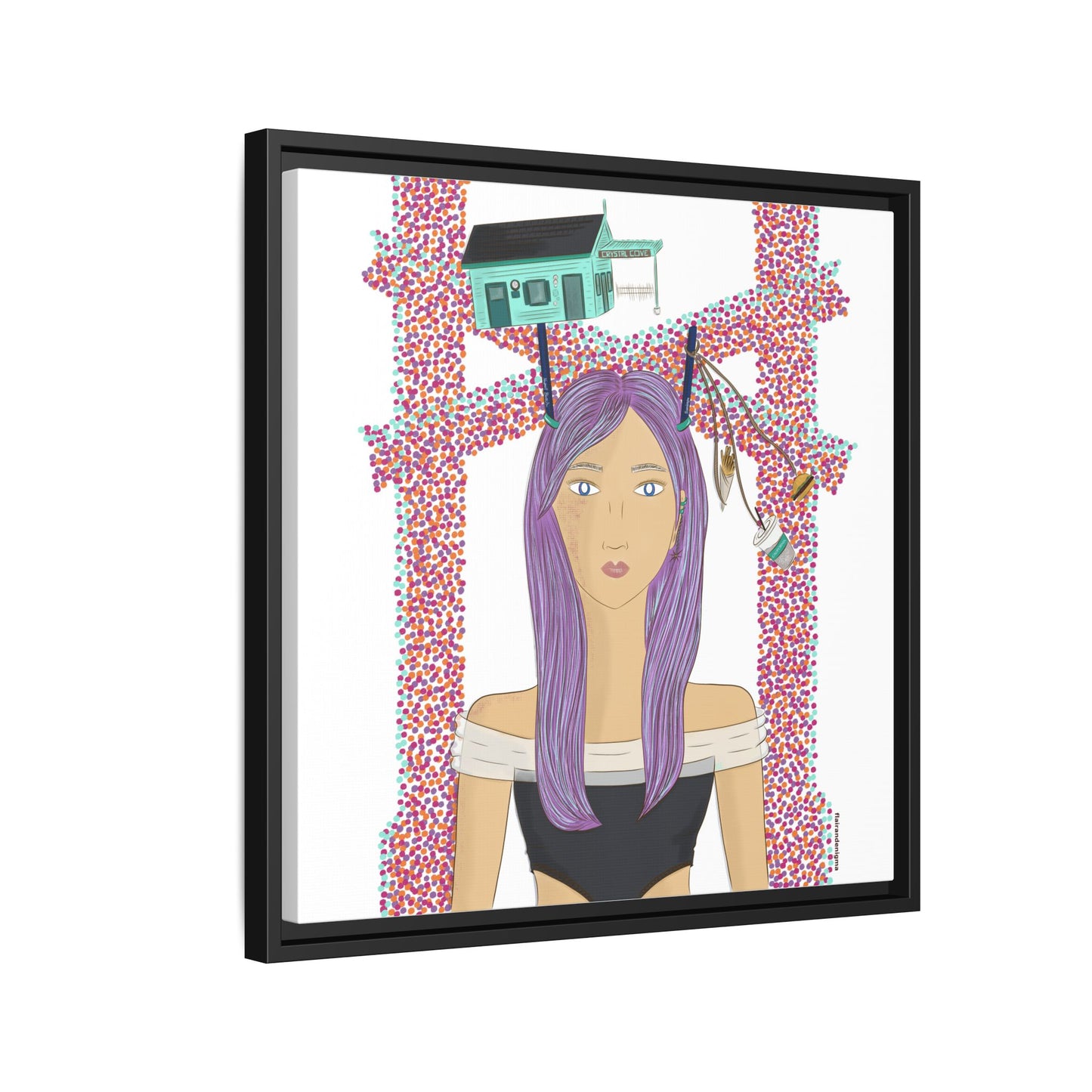 No.39 Girl with the Cove Cottage Framed Canvas Art Print