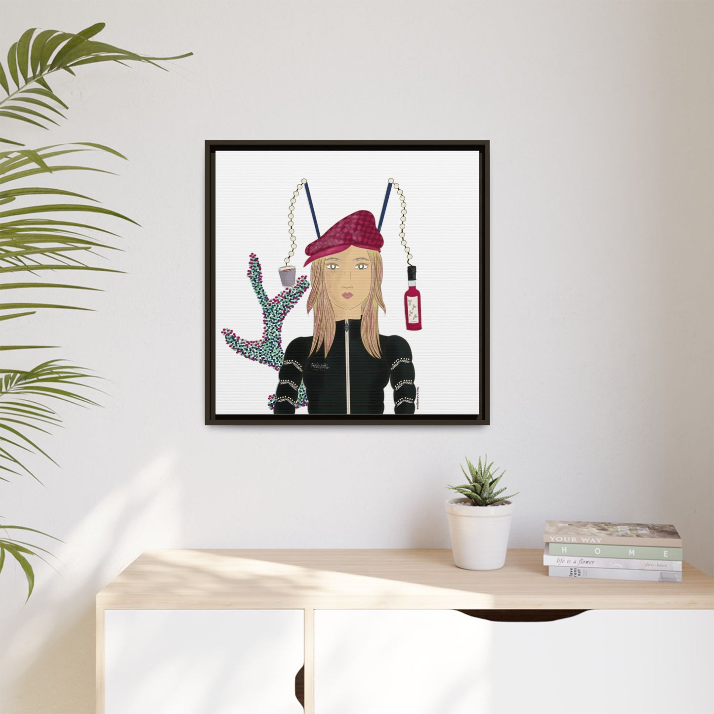 No.34 Girl with the Strawberry Mulled Wine Framed Canvas Art Print