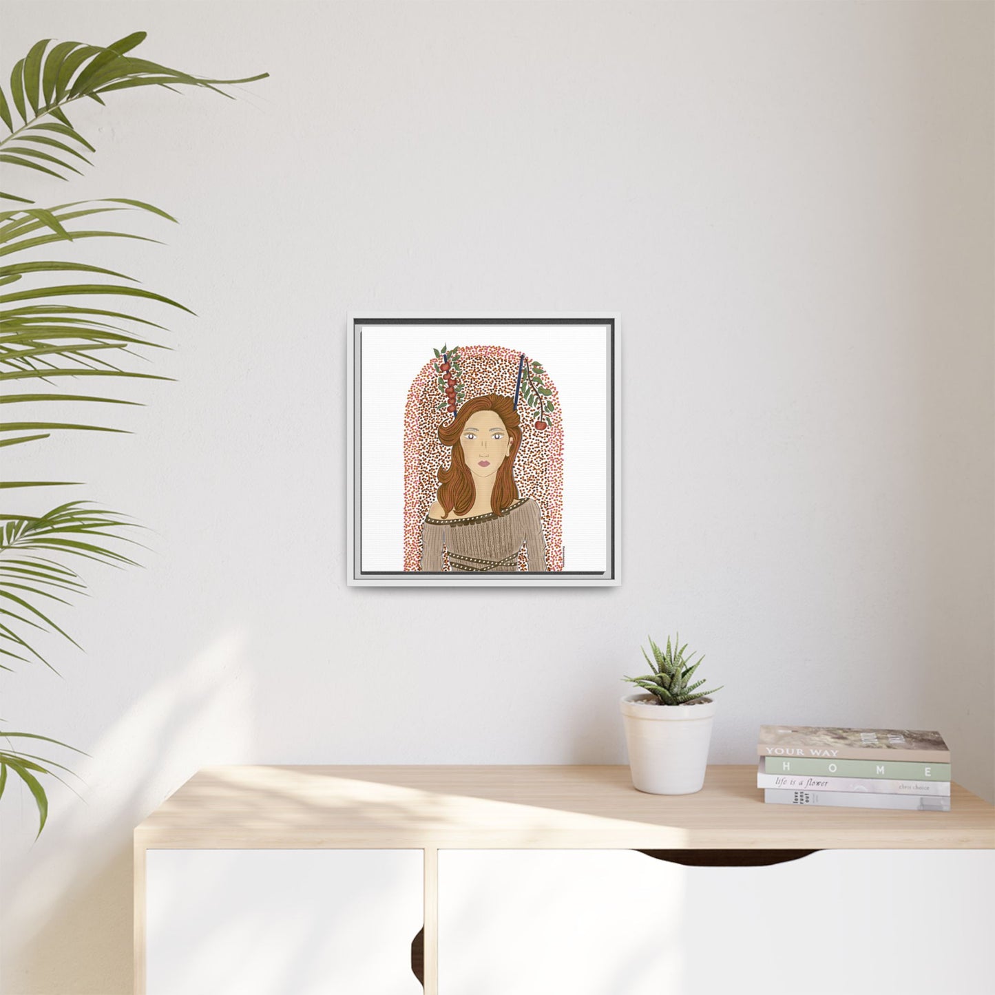 No.44 Girl with the Autumn Apples Framed Canvas Art Print