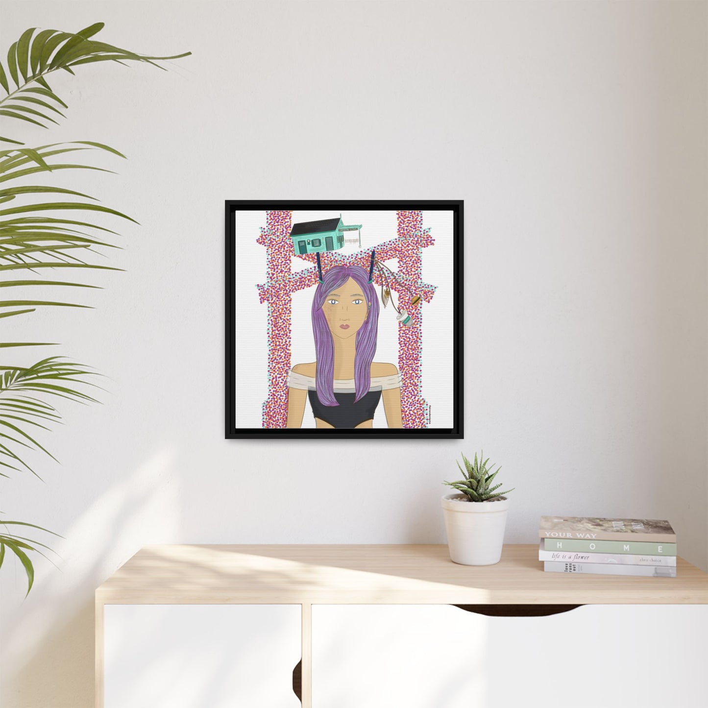 No.39 Girl with the Cove Cottage Framed Canvas Art Print