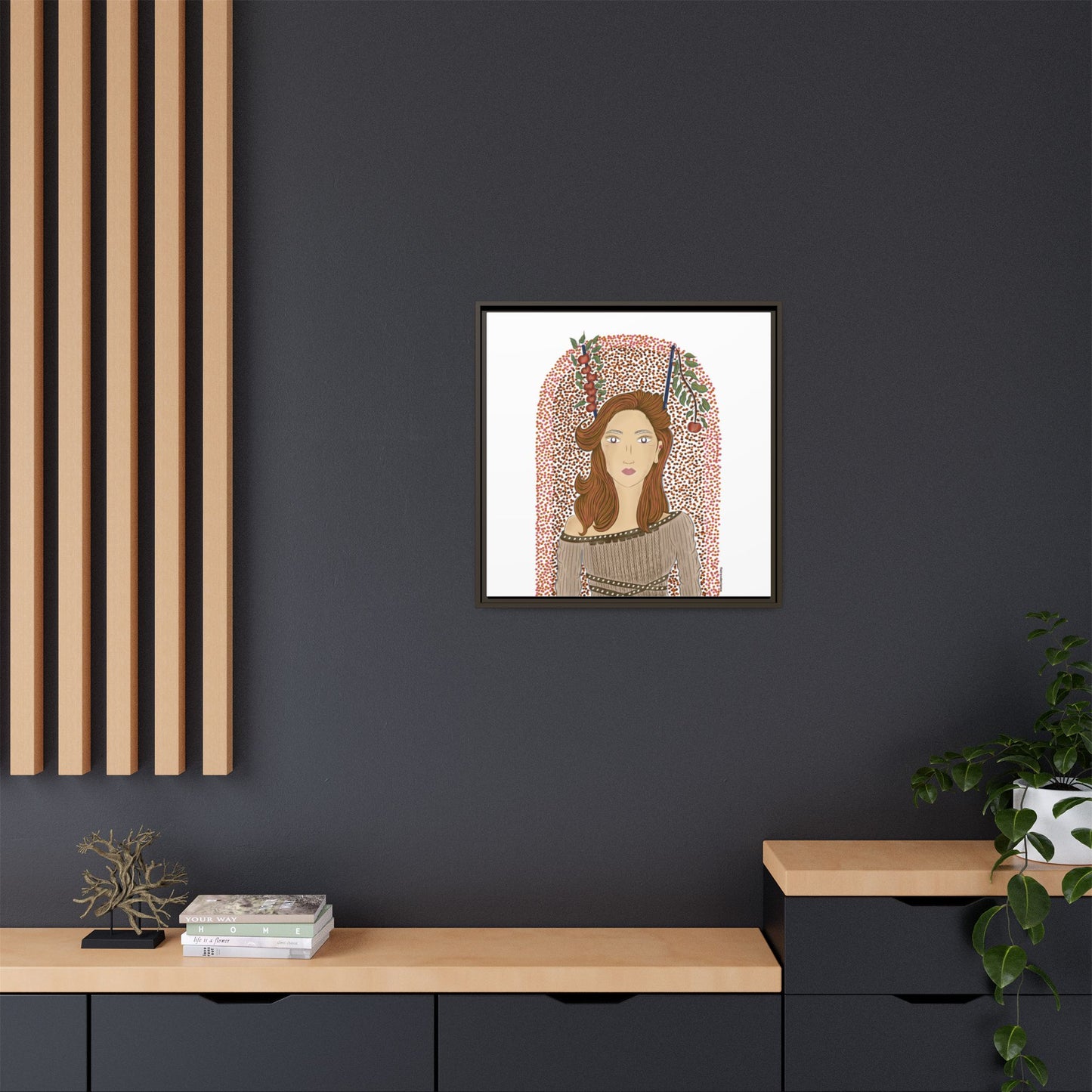 No.44 Girl with the Autumn Apples Framed Canvas Art Print
