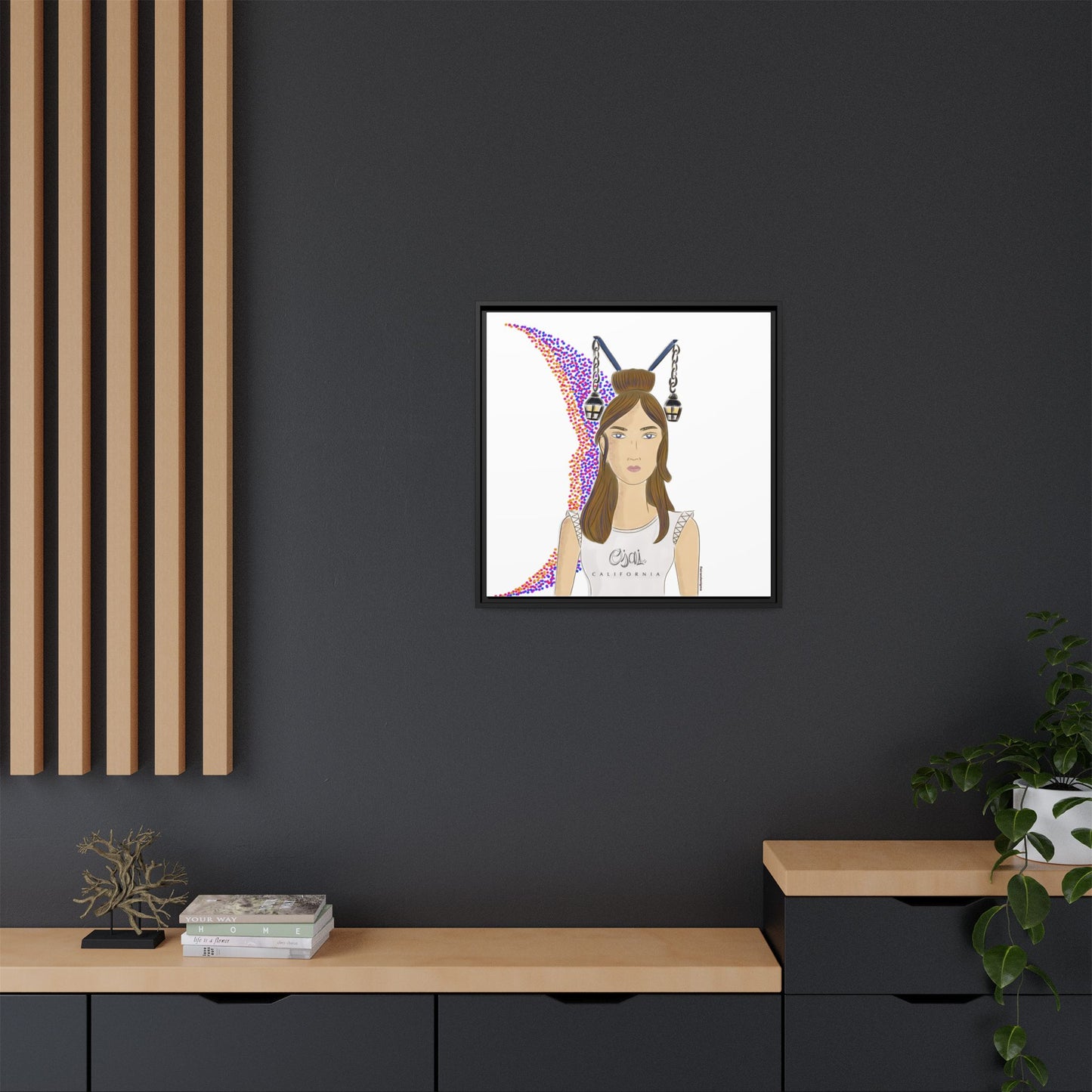 No.1 Girl with the Lanterns Framed Canvas Art Print