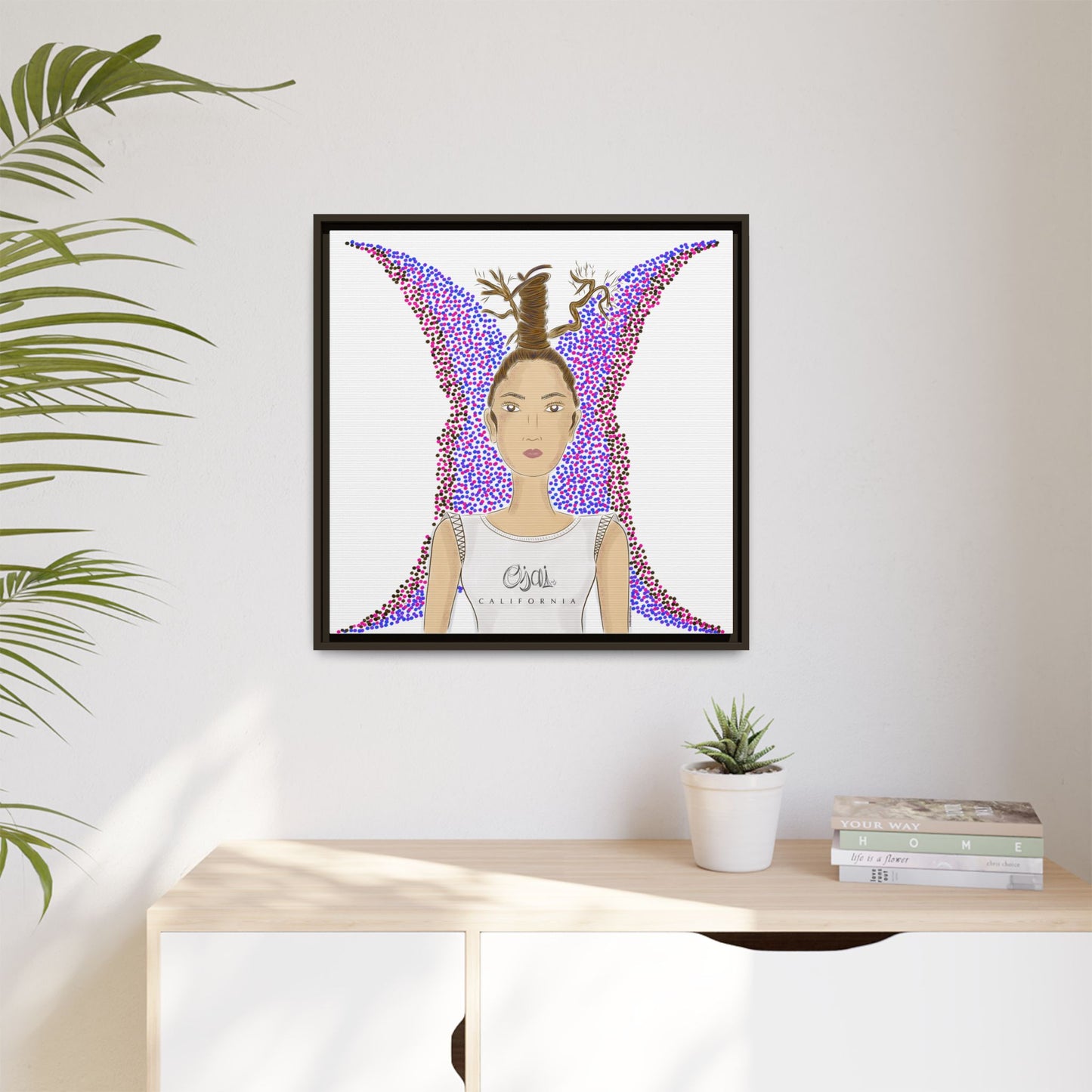 No.9 Girl with the Oak Tree Branches Framed Canvas Art Print