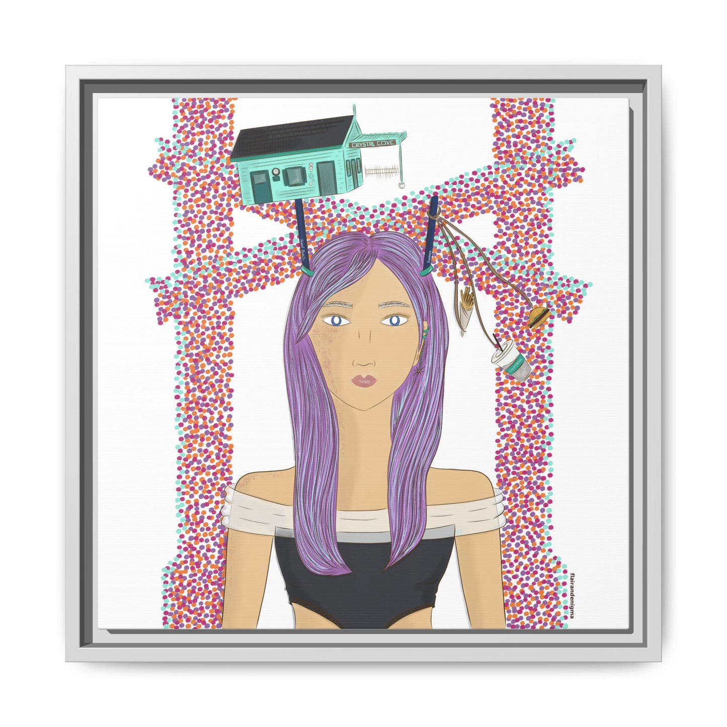 No.39 Girl with the Cove Cottage Framed Canvas Art Print