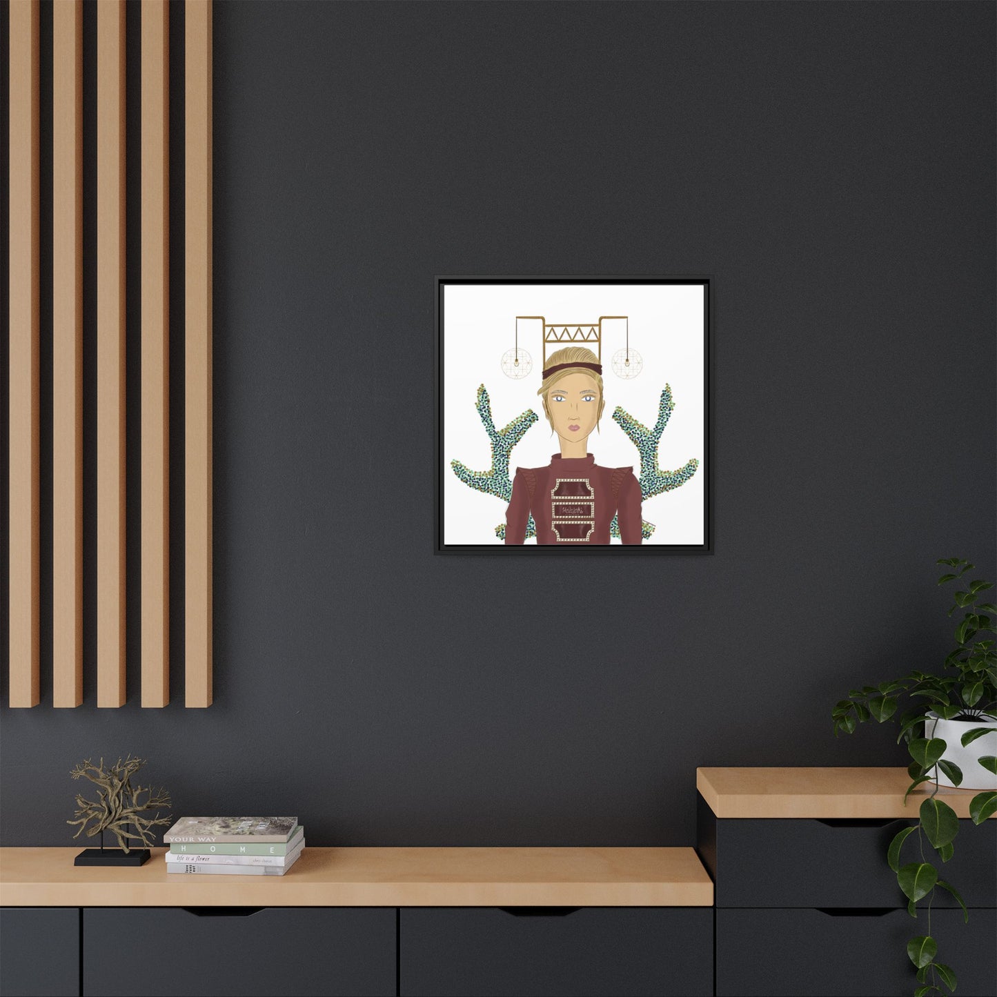 No.36 Girl with the Bar Lights Framed Canvas Art Print