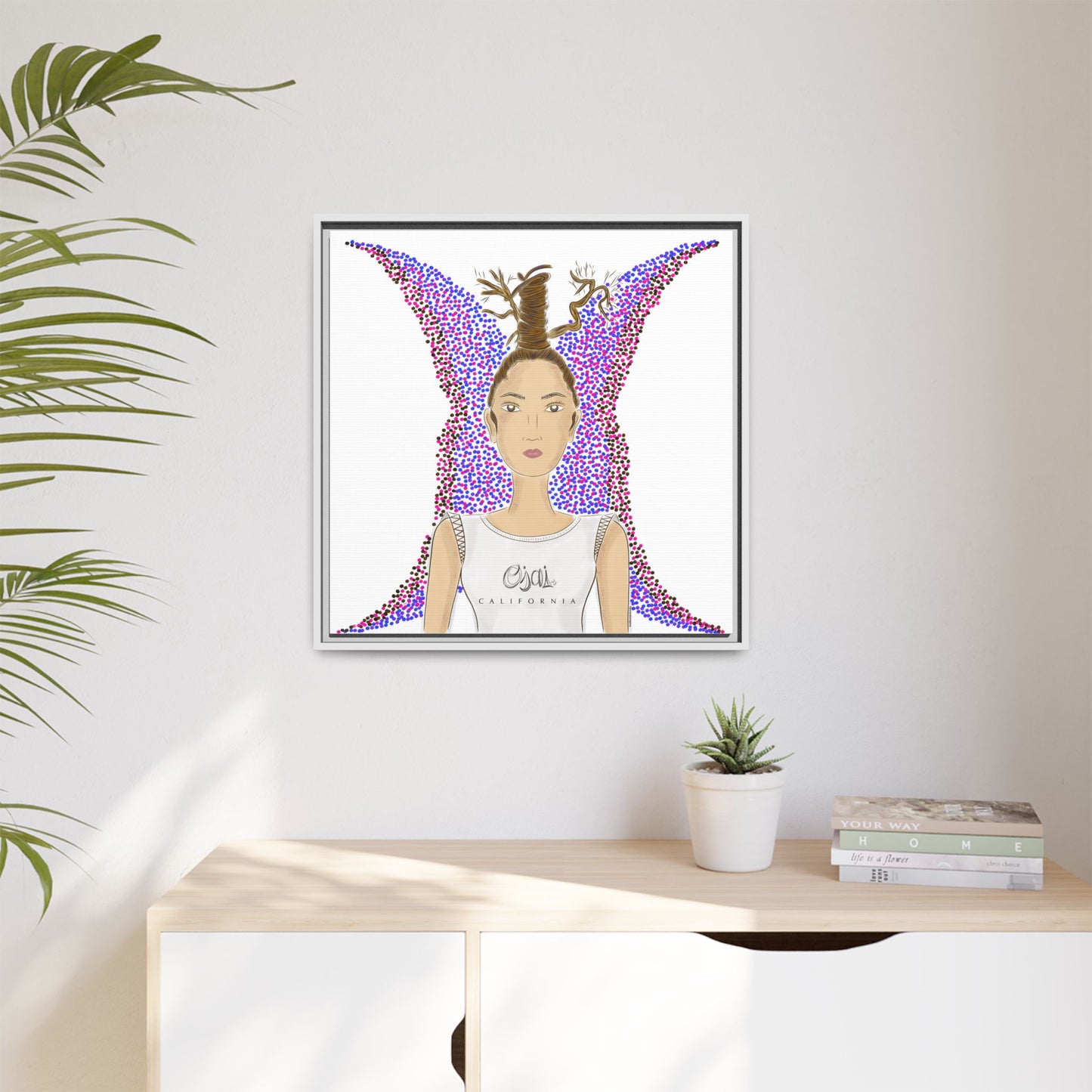 No.9 Girl with the Oak Tree Branches Framed Canvas Art Print